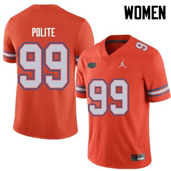 Women's Florida Gators #99 Jachai Polite NCAA Jordan Brand Orange Authentic Stitched College Football Jersey OKY0862AD